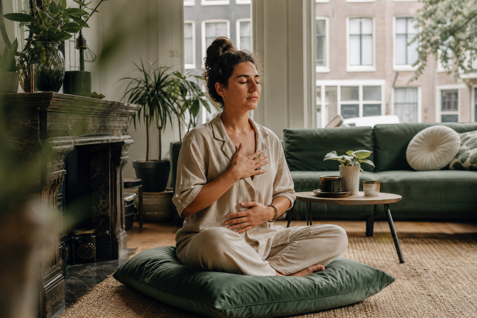 Calm breathing practice for comfortable well-being from Vitalaosparkin
